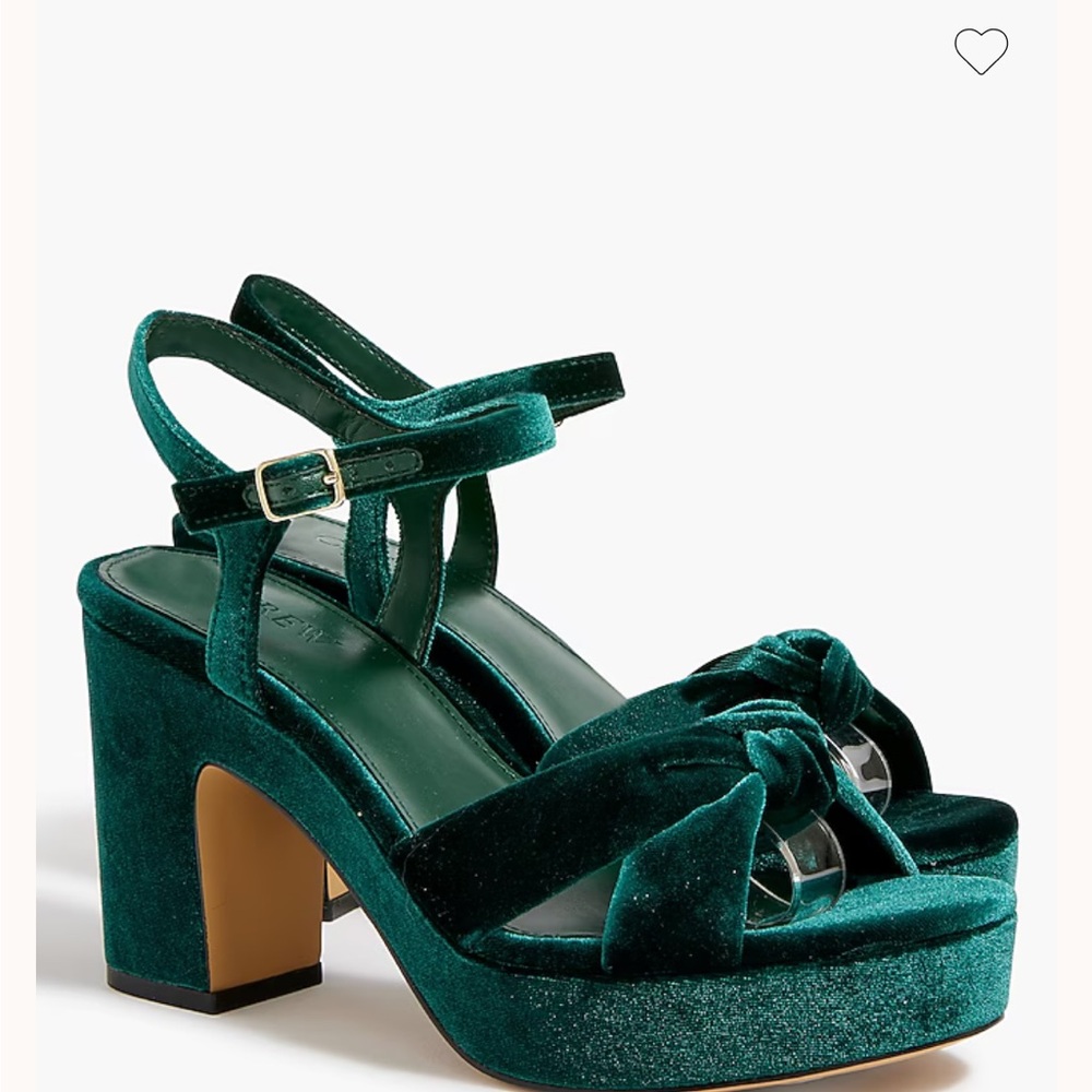 Jcrew velvet green platform heel